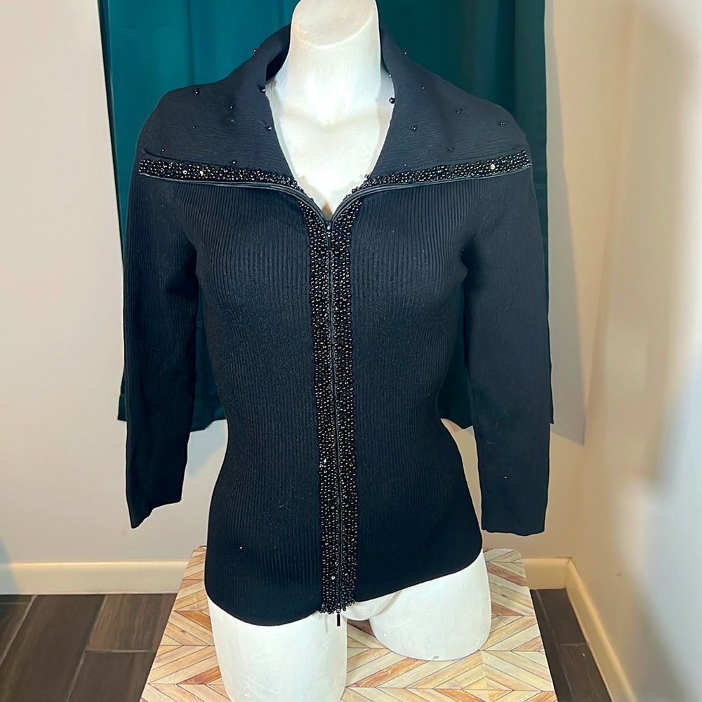 D&Y silk beaded cardigan Sz M